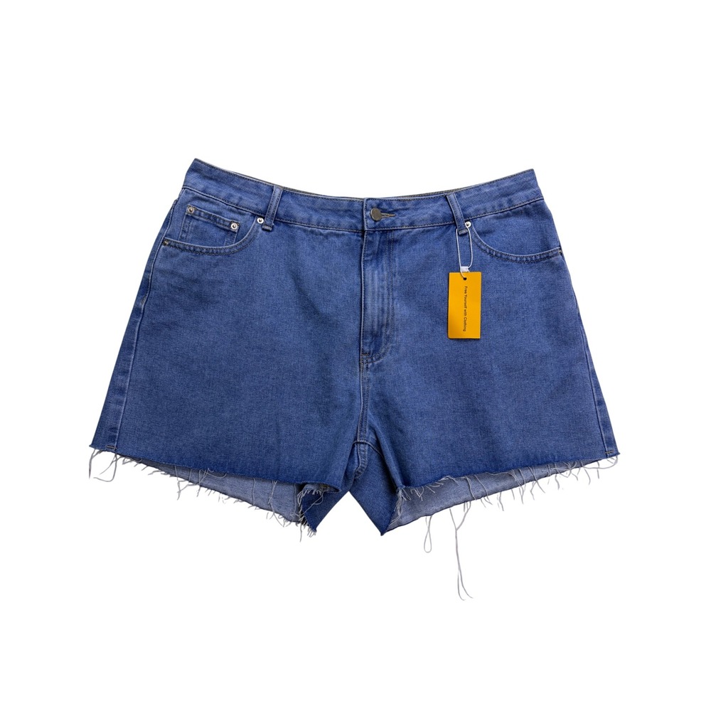 MYOURSA Denim Shorts Womens XXL Blue High Rise Raw Hem MYS360 Jean